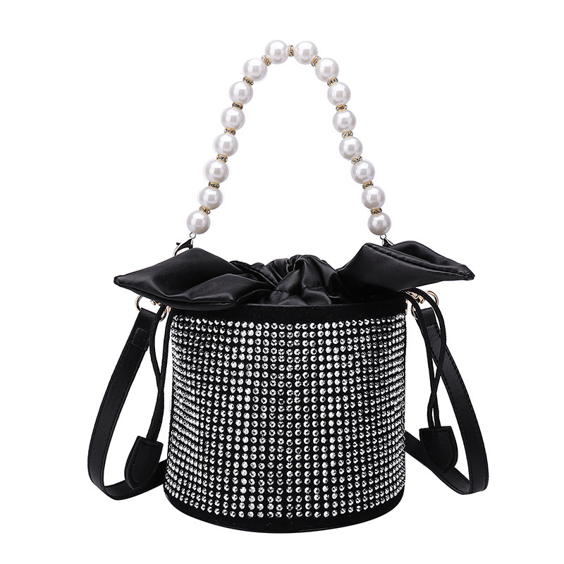 Bolsa Balde com Cabo de Pérola e Strass para Mulheres - Estilosa e Versátil, a Escolha Perfeita para Mulheres Modernas. Bolsas, Bolsas de Moda, Bolsa de Maquiagem, Bolsa Feminina, Bolsa Tote