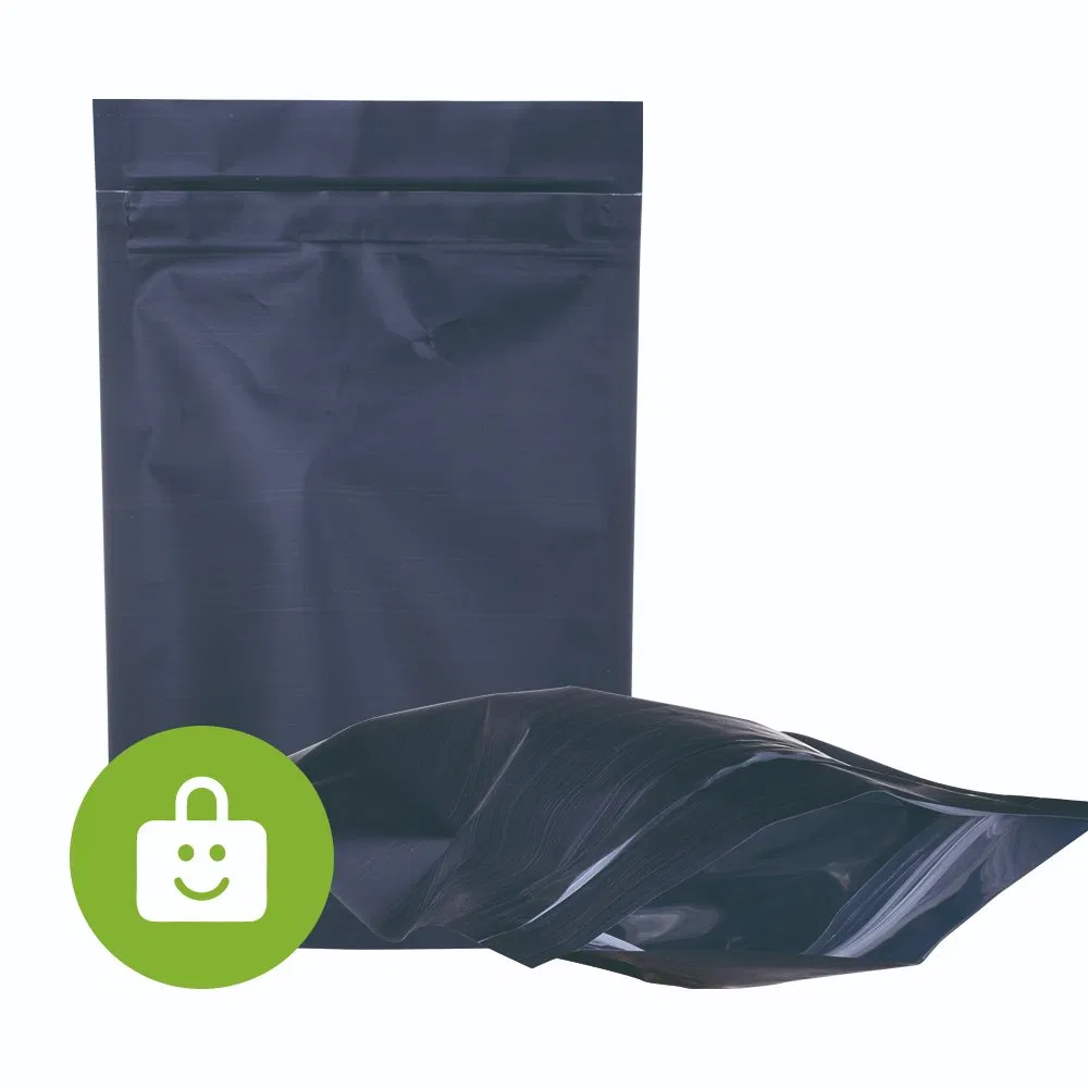 Saco Mylar preto fosco à prova de crianças com janela transparente para embalagem resistente a crianças
