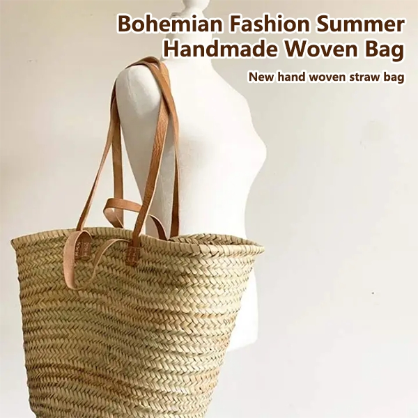 Bolsa de Palha de Algodão de Macramê Vintage para Mulheres, Uso Diário na Praia, Material Natural Ecológico com Decoração de Franjas