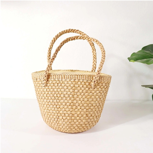 Bolsa de Ombro de Rattan de Capacidade Grande Retro Feita à Mão, Material Natural Eco Woven para Mulheres, Praia, Viagem Diária