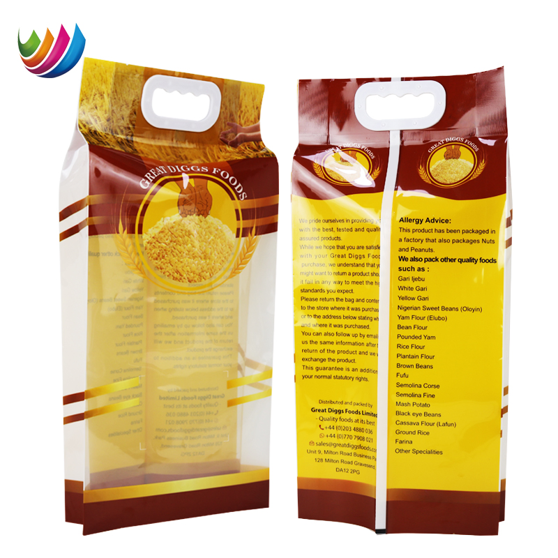 Diferentes Tipos de Embalagem Saco Vazio Pouch com Lateral Plástico 5kg Basmati 20kg Impressão 5 Kg Embalagem 1kg 2kg Saco de Arroz com Alça