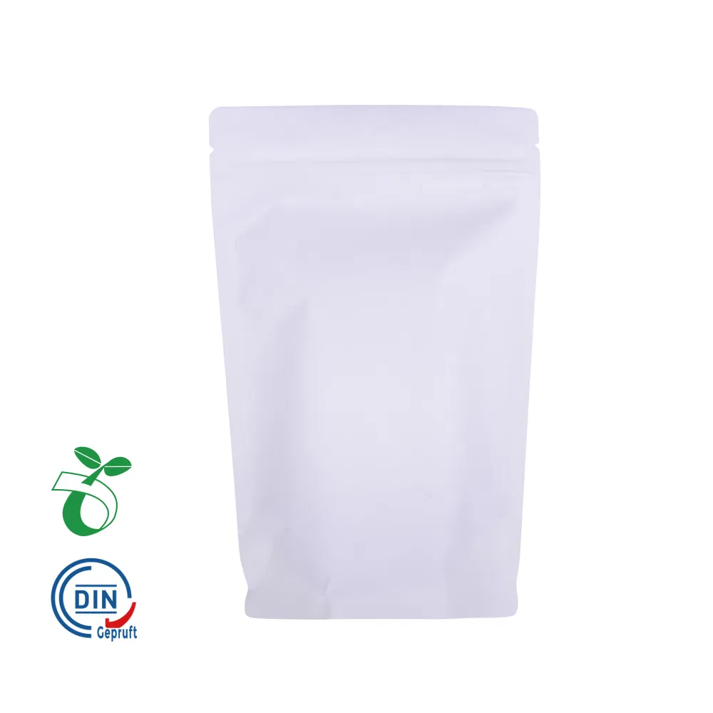 Saco de papel kraft biodegradável com fecho zip, reciclável, para embalagem de alimentos