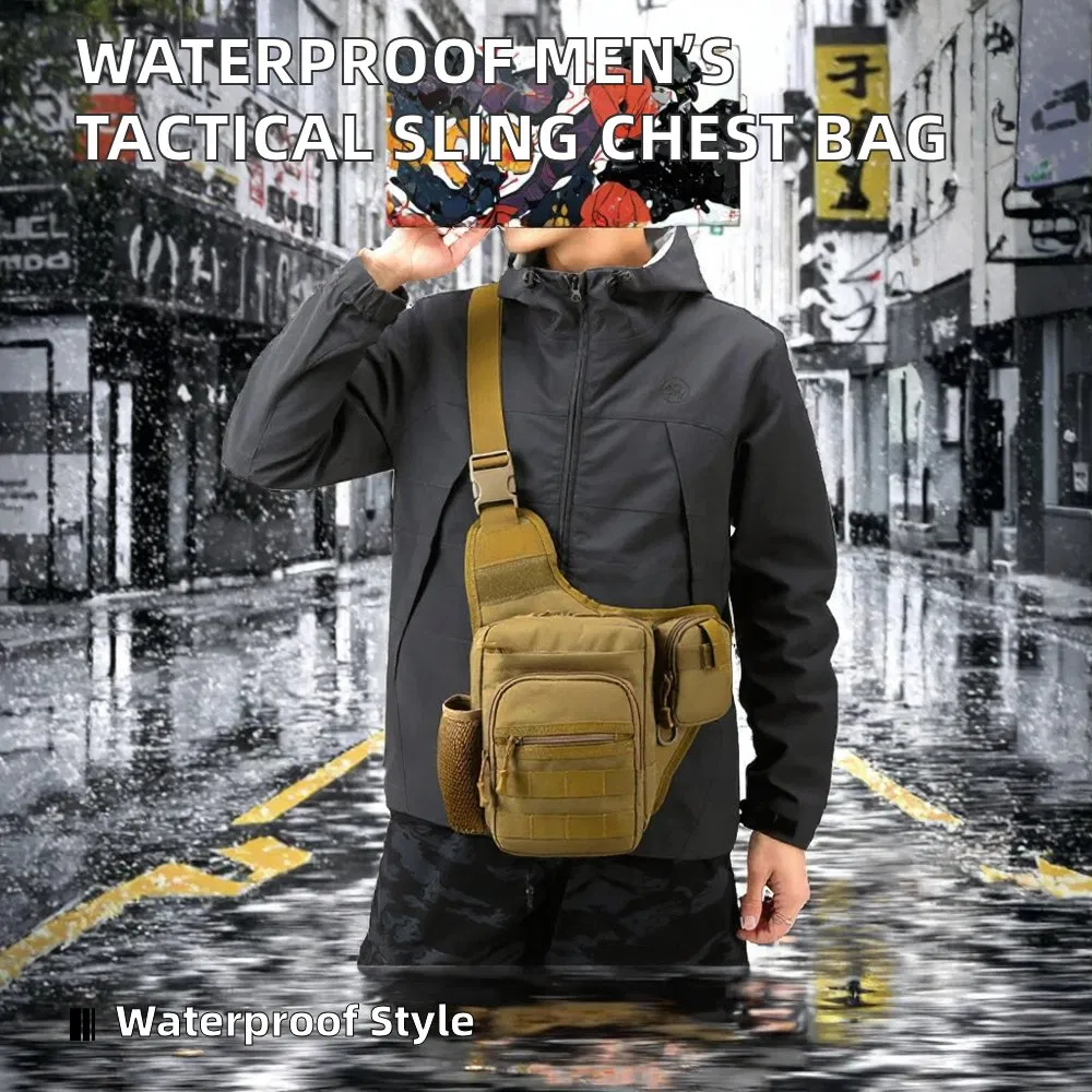 Bolsa Tática Impermeável Neutra para Exterior, Mochila Crossbody, Pequena Bolsa de Transporte Molle