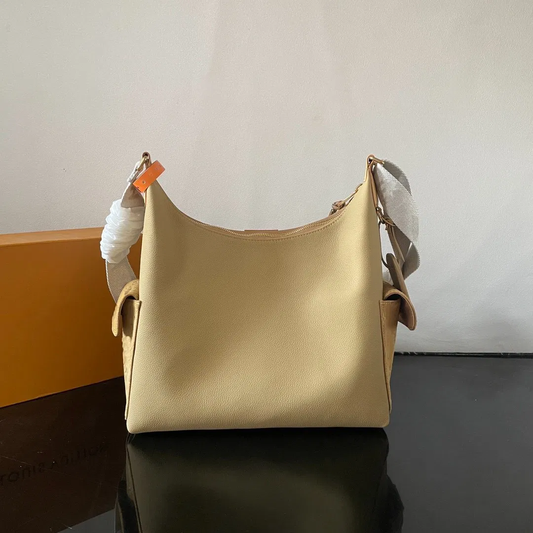 Bolsa Hobo Crossbody de Luxo Feminina com Múltiplos Bolsos, Bolsa de Ombro em Couro e Lona Monogram para Trabalho e Viagem