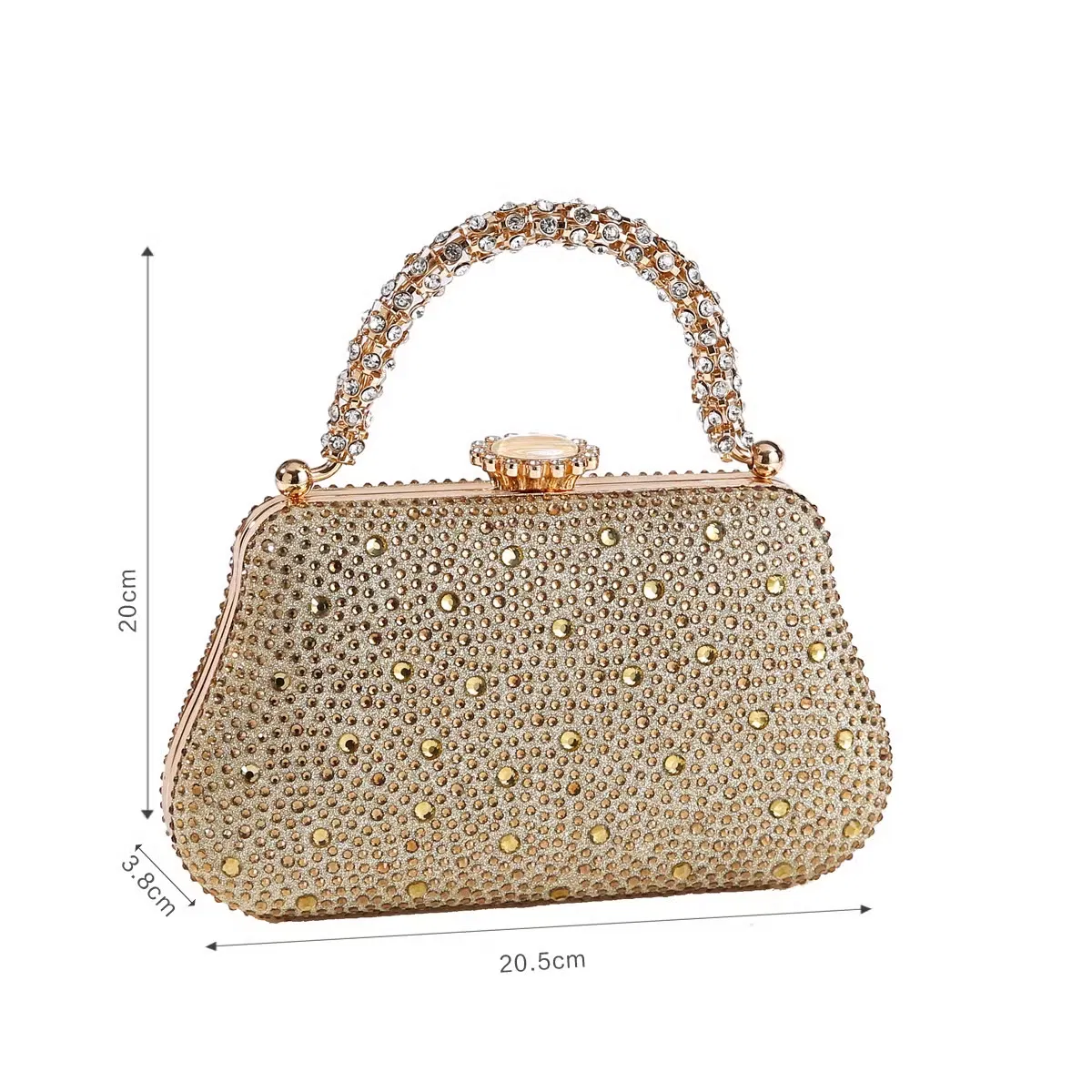 Elegante bolso de mano pequeño de lujo con estampado en caliente y diamantes