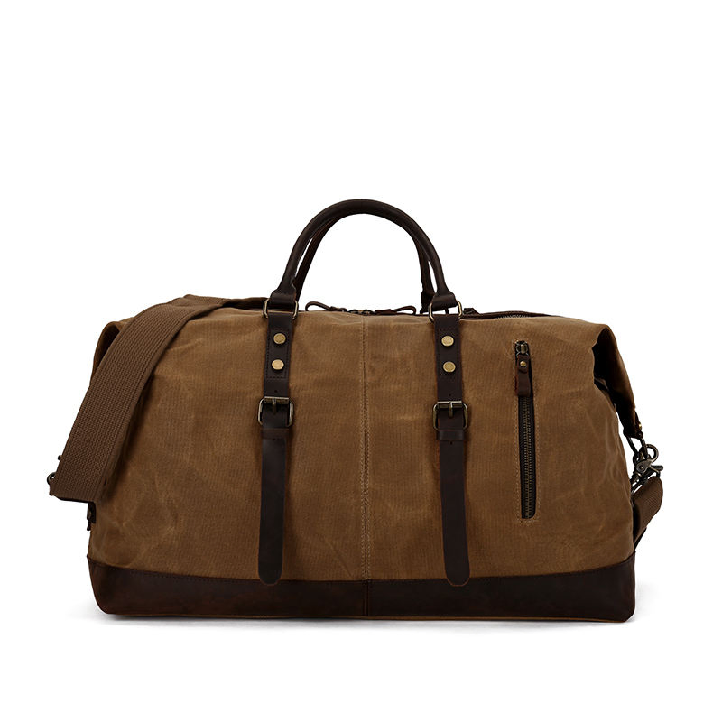 Bolsa de viaje de lona encerada personalizada grande, impermeable, para deportes, gimnasio, vintage, camping, fin de semana