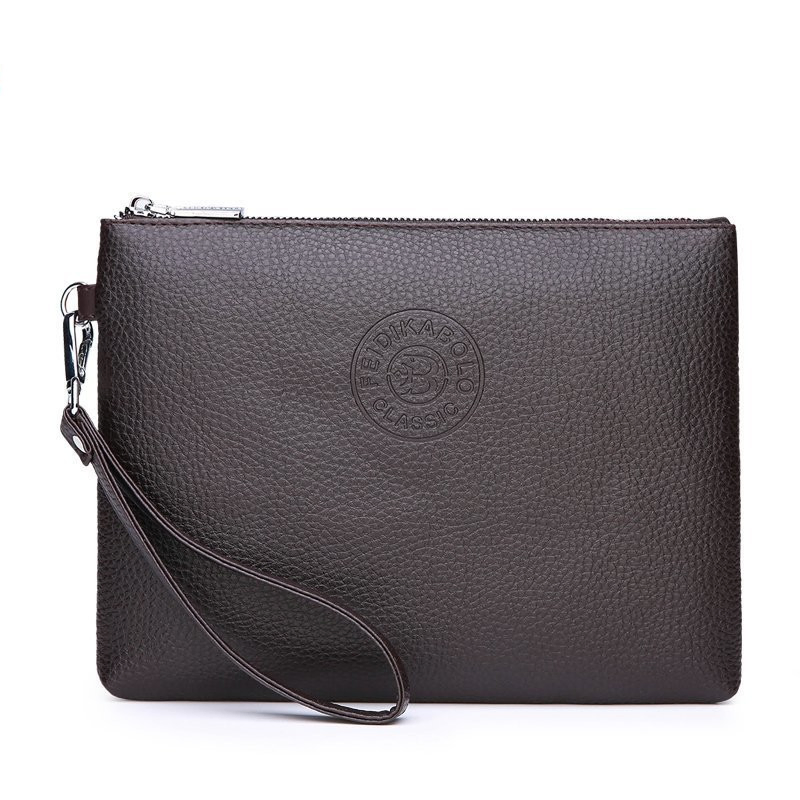 Cartera de mano de cuero PU personalizada para hombres, portátil, de negocios, para tarjetas bancarias y monedas