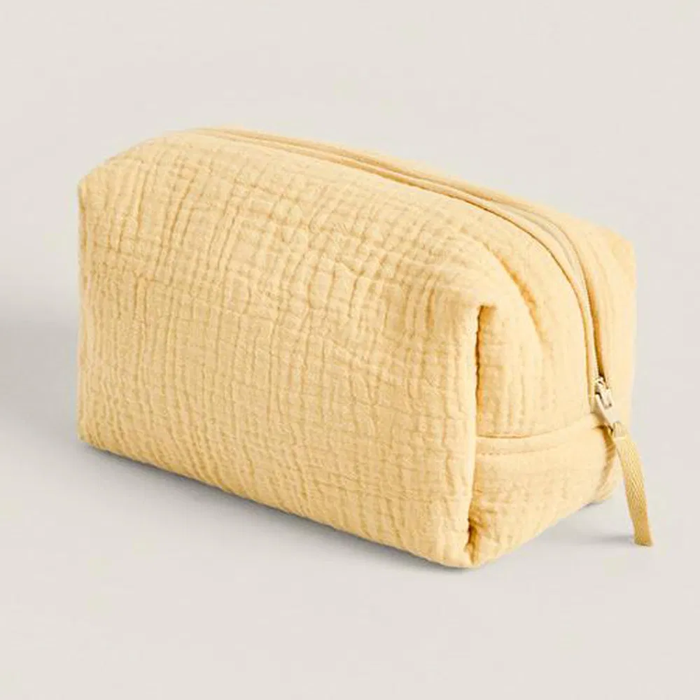 Artículos de tocador de viaje algodón Muslin gasa acolchada algodón componen Cosmética Bolsa con cremallera