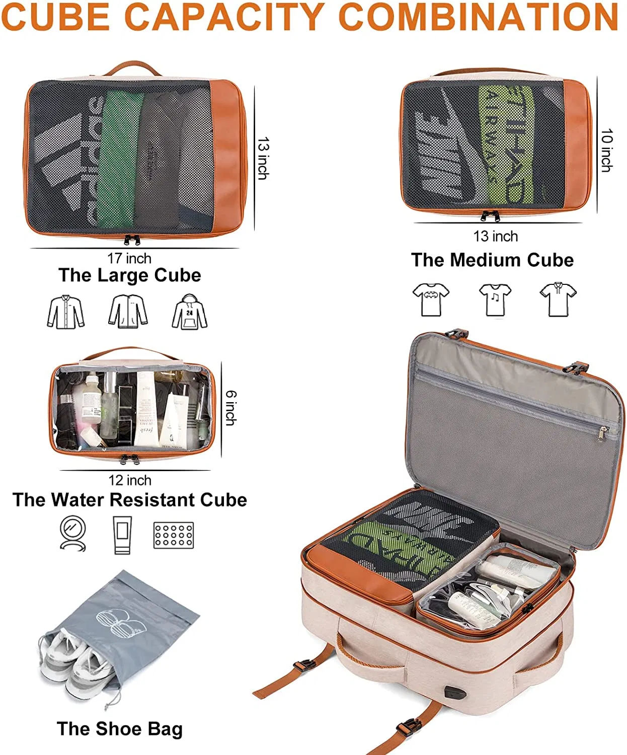 Europa 40L Maleta de vuelo de cabina, computadora portátil, viaje de negocios, mochila escolar