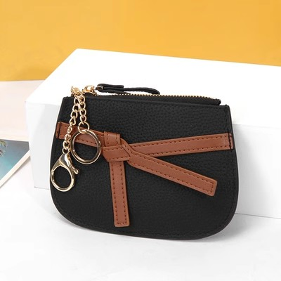 Al1016 Fabricante Mini Cartera Llavero Personalizado Bolsa con Cremallera Cambio Diseño Bonito Monedero de Cuero