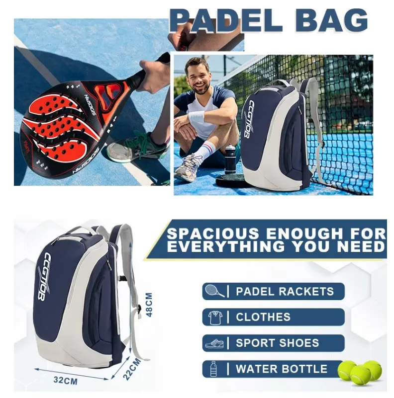 Bolsa de deporte de gran capacidad resistente al agua de alta calidad para palas de tenis y pickleball con bolsillo para zapatos