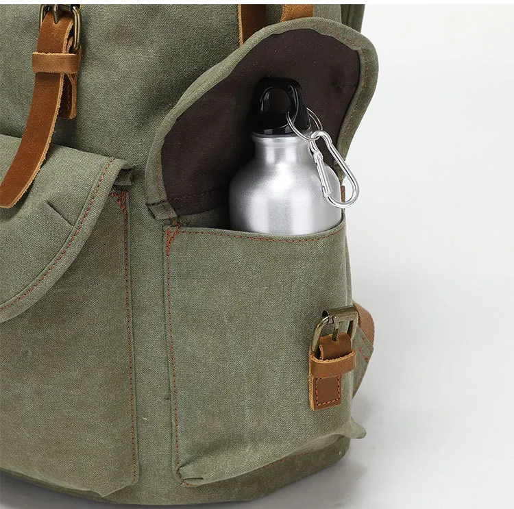 Mochila de computadora portátil de lona encerada impermeable para deportes, casual y de viaje (CY3359)