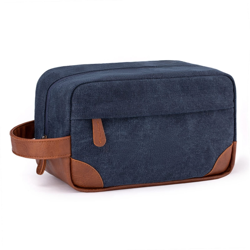 Bolsa de aseo de lona para hombres, fabricante OEM, organizador de artículos de baño de moda para llevar, colgar y viajar