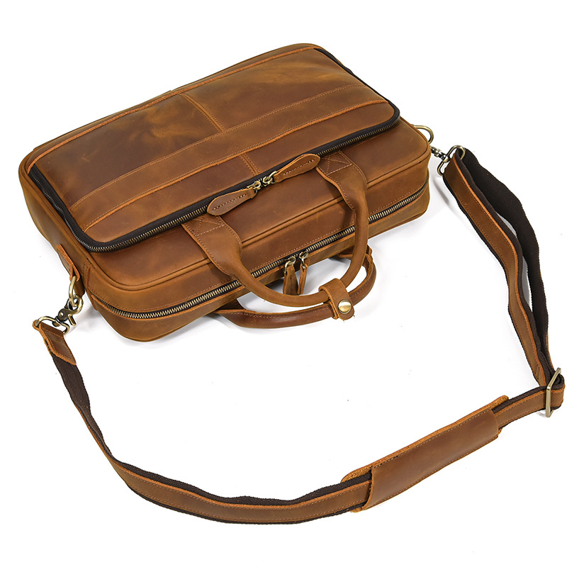 Mochila de documento con cremallera OEM/ODM, bolso de mensajero de lona para negocios, mochila para cuadernos de piloto, estuche de conferencia, funda, mochila para hombres, bolso vintage de cuero para computadora portátil