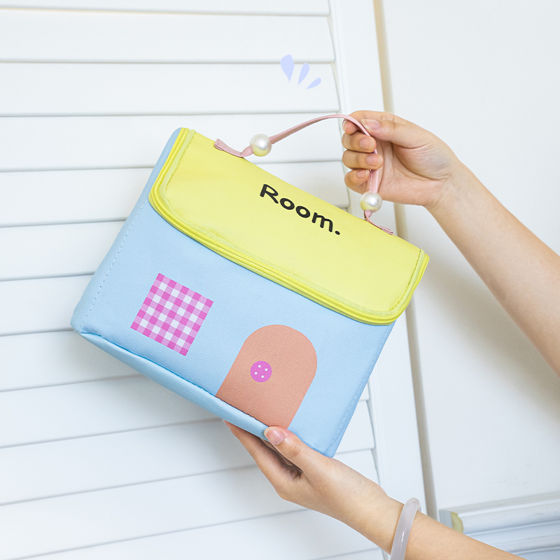 Bolso de mano portátil de alta calidad con patrón de dibujos animados, grande capacidad, organizador de cosméticos personalizado para chicas, bolsa de viaje para artículos de tocador y maquillaje