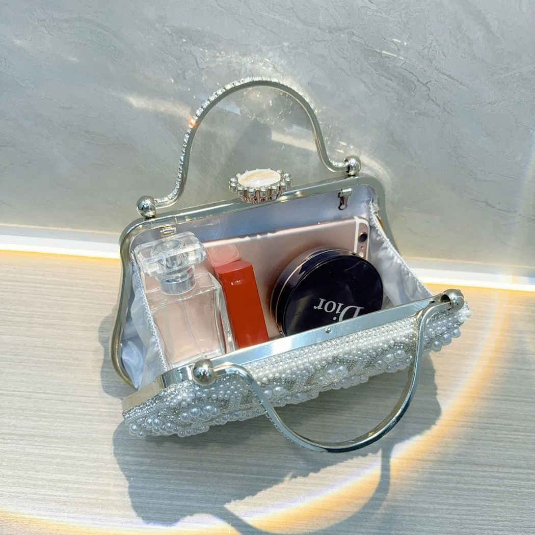 Bolso de mano de lujo para novias con brillo de diamantes, bolso elegante de cristal con strass para fiestas y bodas