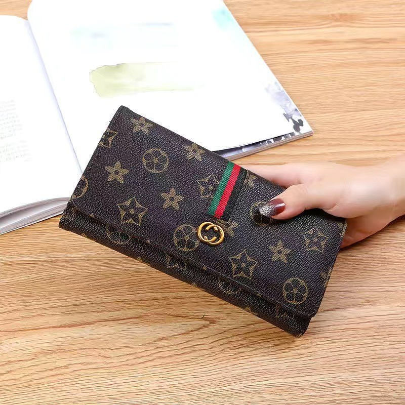 Cartera de mujer económica de cuero sintético con clip para dinero y tarjetero