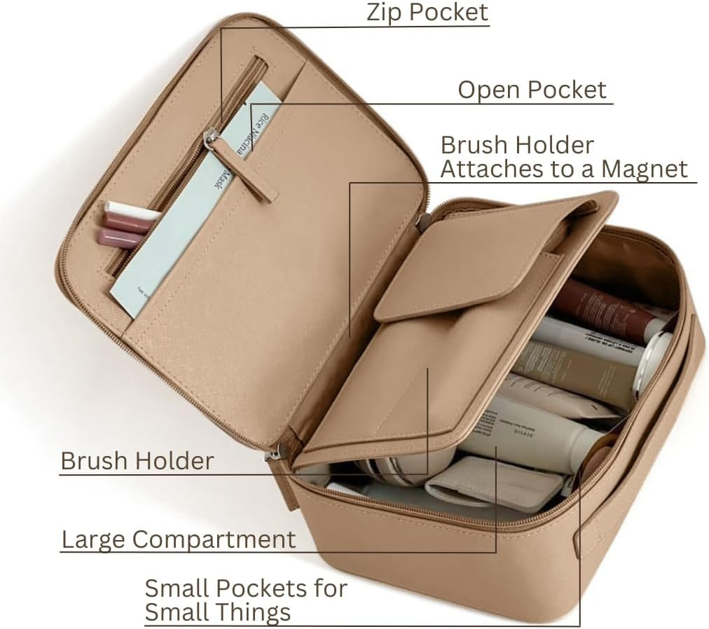 Bolsa de aseo de cuero duradero con asa conveniente para un transporte fácil
