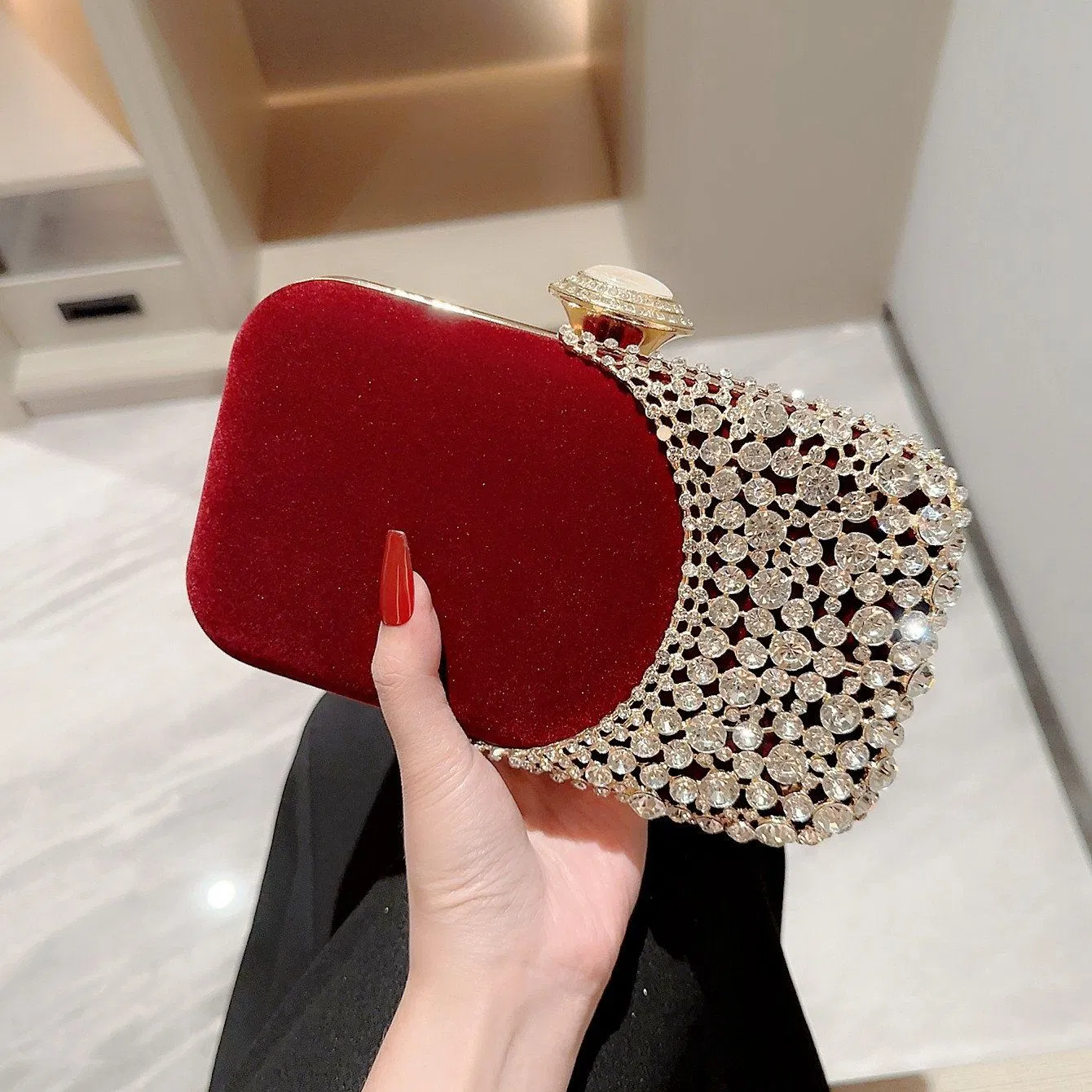 Bolso de fiesta caliente para mujeres, bolso de strass brillante, bolso de novia con purpurina