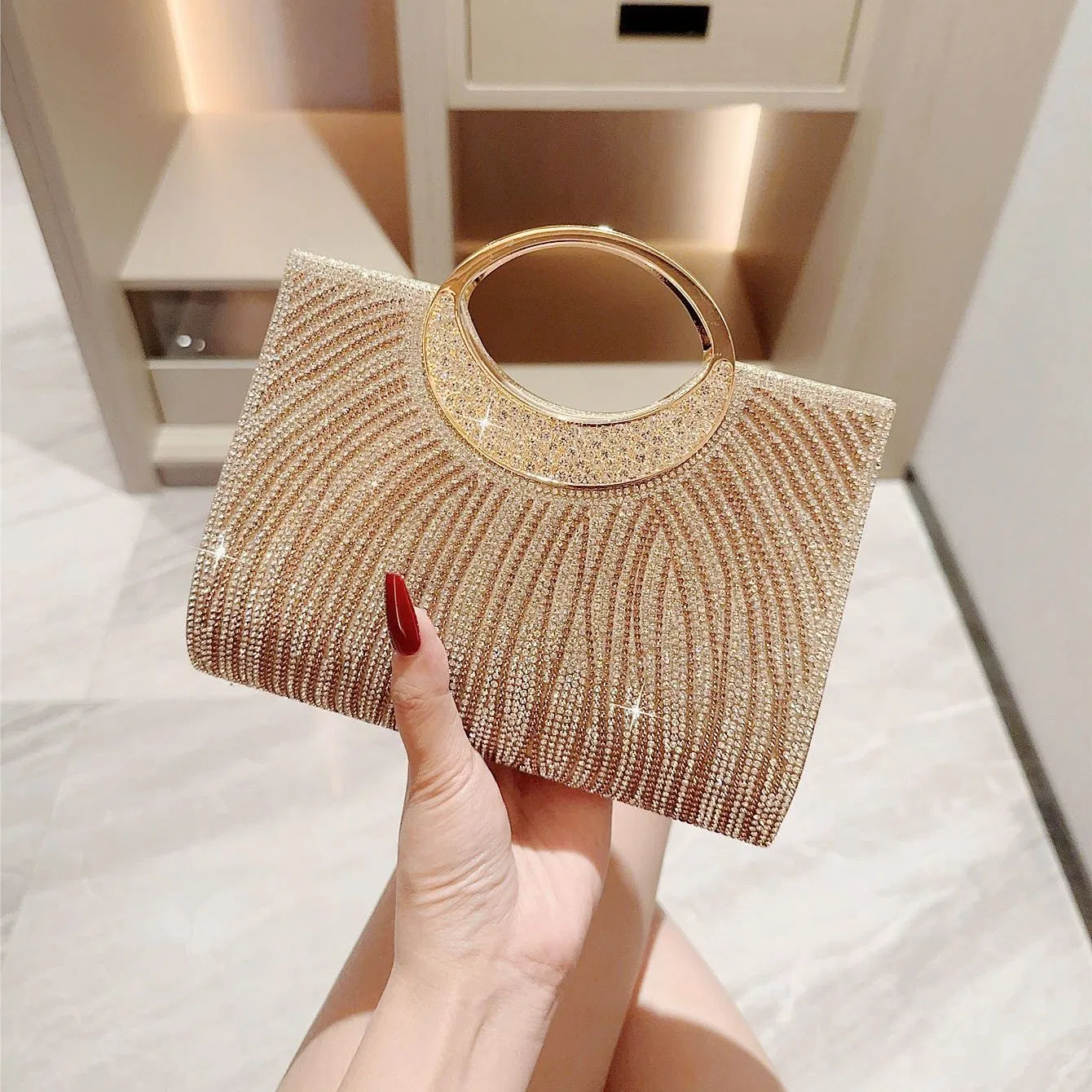 Bolso de Noche de Lujo para Dama con Rhinestones, Bolso de Boda con Diamantes, Bolsos Brillantes para Fiestas, Bolsos de Mujer, Clutches de Cristal