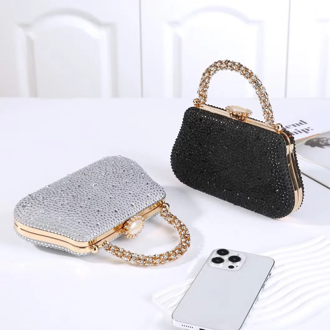 Elegante bolso de mano pequeño de lujo con estampado en caliente y diamantes, bolso de noche para mujeres socialites con vestido formal