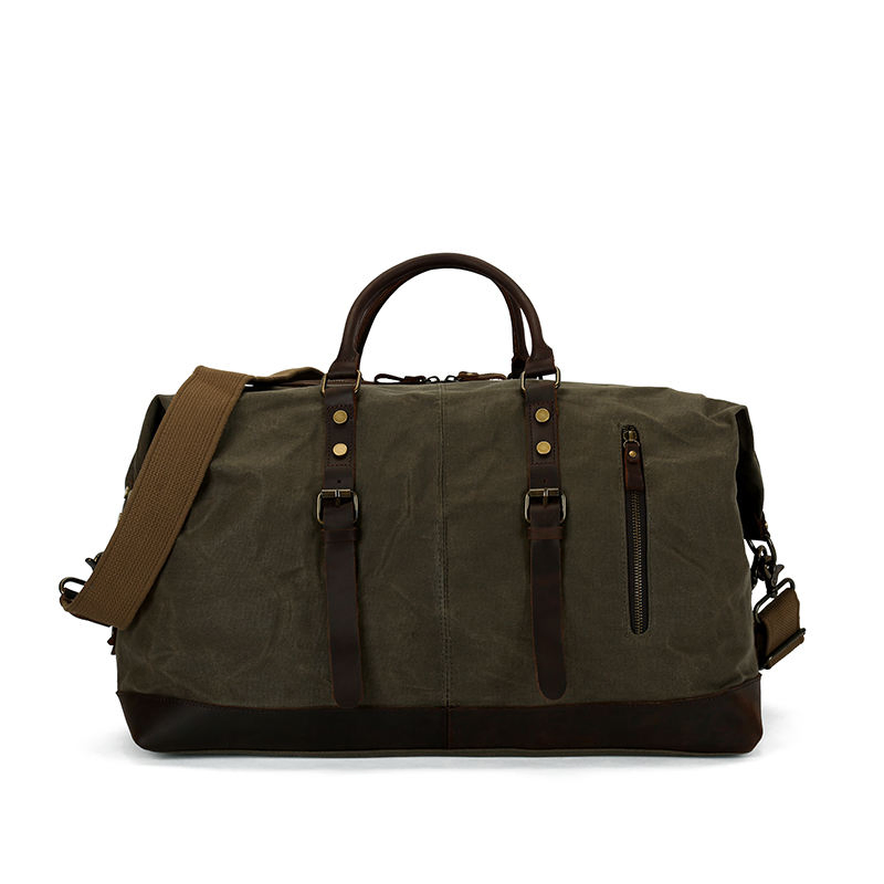Bolsa de viaje de lona encerada personalizada grande, impermeable, para deportes, gimnasio, vintage, camping, fin de semana