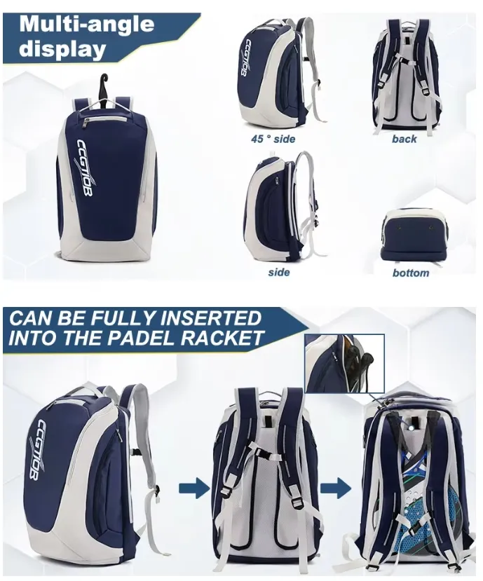 Bolsa de deporte de gran capacidad resistente al agua de alta calidad para palas de tenis y pickleball con bolsillo para zapatos