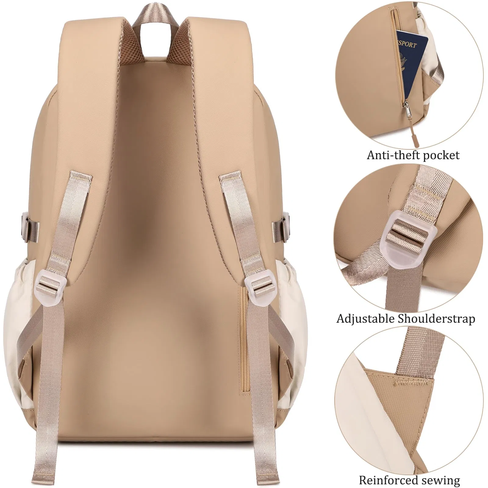 Mochila para portátil para mujeres universitarias, mochila de viaje grande, bolsa escolar para estudiantes, resistente al agua, se adapta a 15.6" bolsa para portátil