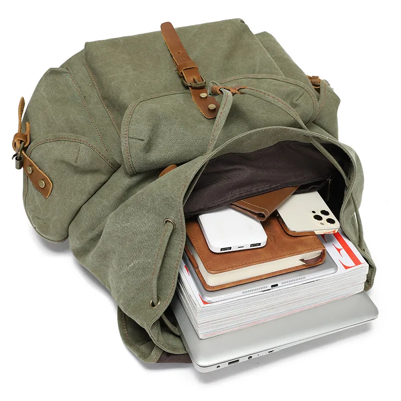 Mochila de computadora portátil de lona encerada impermeable para deportes, casual y de viaje (CY3359)