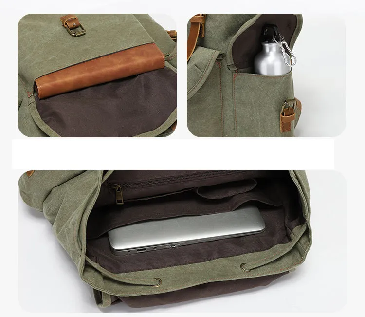 Mochila de computadora portátil de lona encerada impermeable para deportes, casual y de viaje (CY3359)