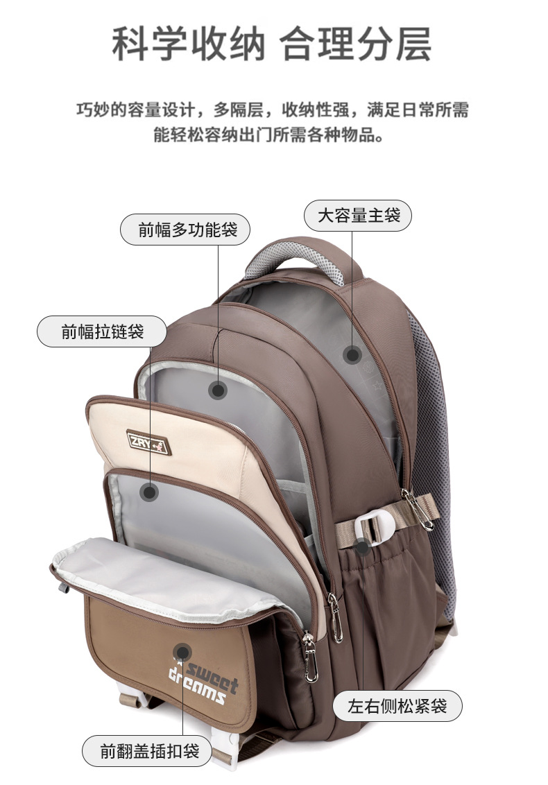 Hermosa mochila escolar de múltiples bolsillos para estudiantes