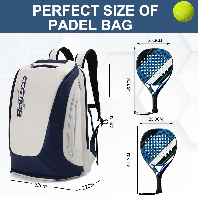 Bolsa de deporte de gran capacidad resistente al agua de alta calidad para palas de tenis y pickleball con bolsillo para zapatos