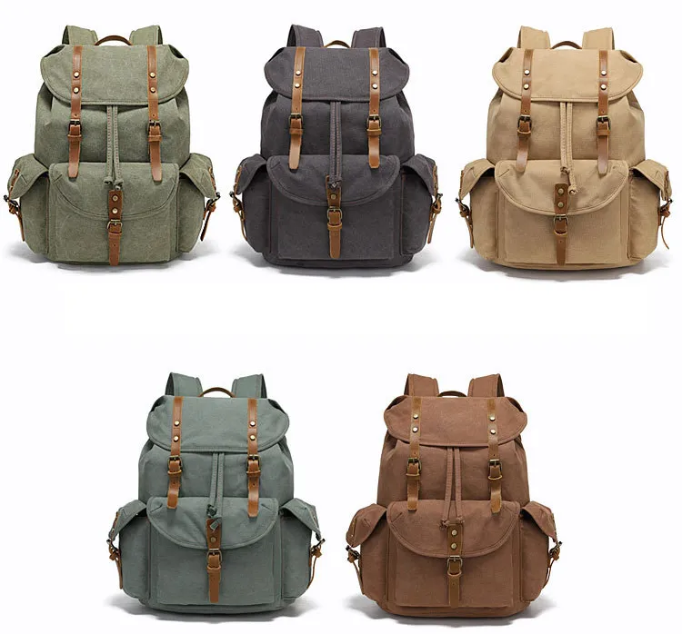 Mochila de computadora portátil de lona encerada impermeable para deportes, casual y de viaje (CY3359)