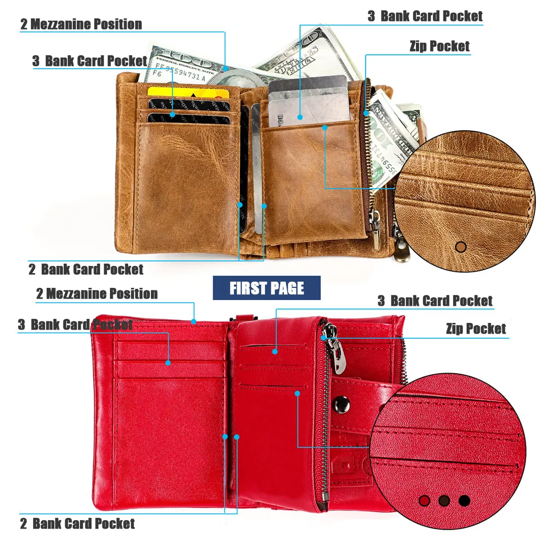 Cartera de cuero genuino