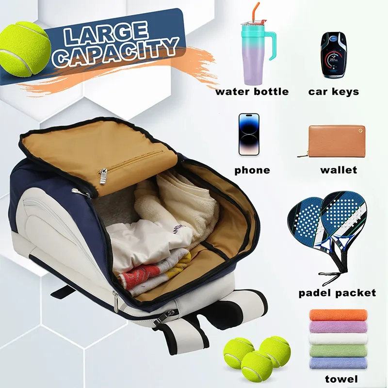 Bolsa de deporte de gran capacidad resistente al agua de alta calidad para palas de tenis y pickleball con bolsillo para zapatos