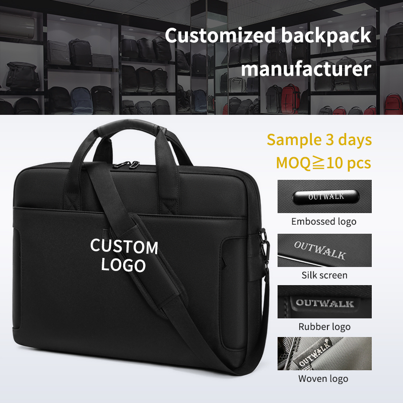 Bolso de mano para computadora portátil de gran capacidad expandible para el uso diario, impermeable, unisex