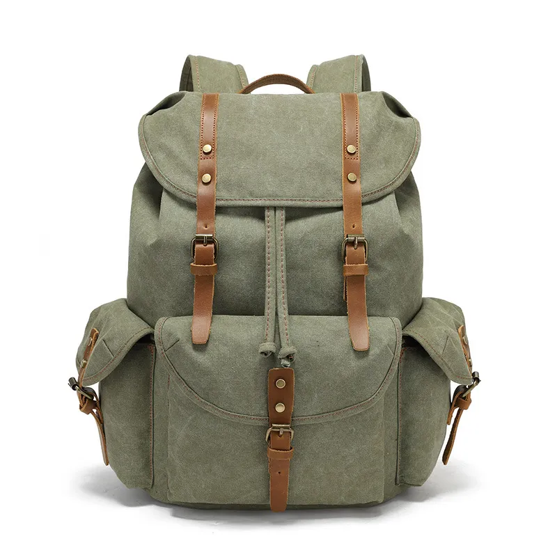 Mochila de computadora portátil de lona encerada impermeable para deportes, casual y de viaje (CY3359)