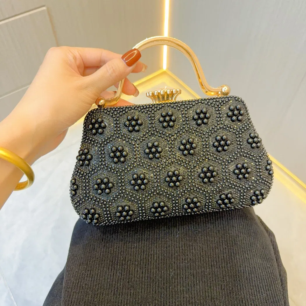 Bolso de mano de lujo para novias con brillo de diamantes, bolso elegante de cristal con strass para fiestas y bodas