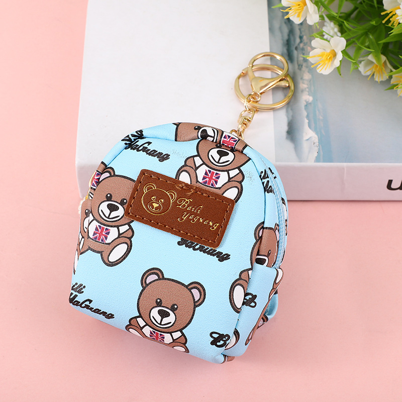 Monedero para mujeres estilo Ins coreano, lindo y creativo, con diseño de oso, monedero con cremallera para monedas y llavero