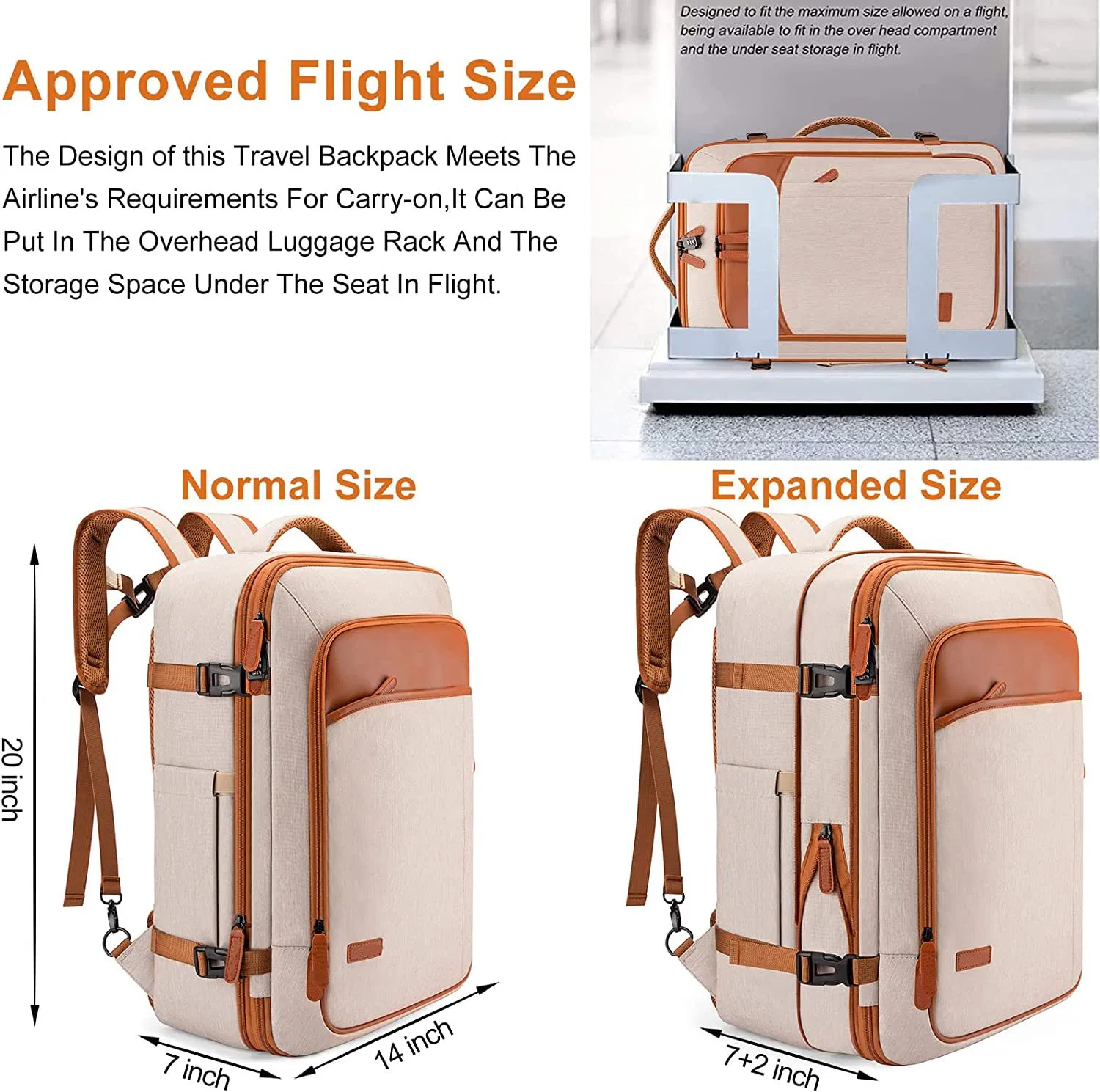 Europa 40L Maleta de vuelo de cabina, computadora portátil, viaje de negocios, mochila escolar