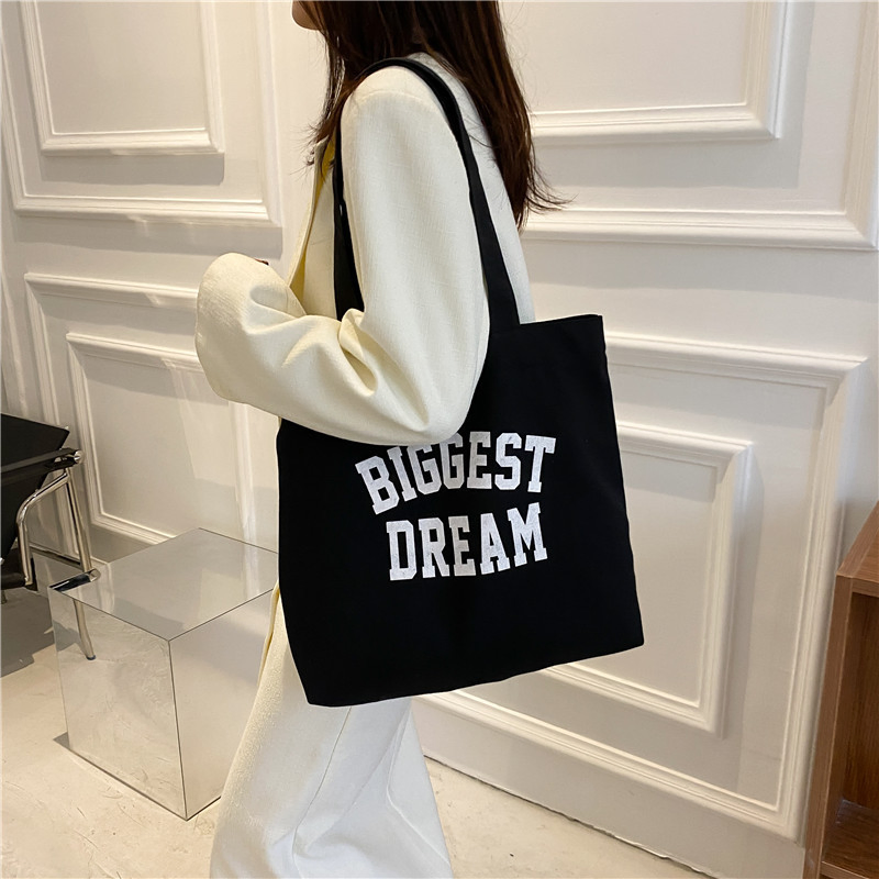 Nueva bolsa de lona de un solo hombro de algodón, bolsa de compras de lona con botón