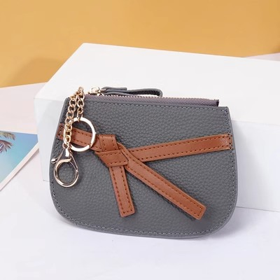 Al1016 Fabricante Mini Cartera Llavero Personalizado Bolsa con Cremallera Cambio Diseño Bonito Monedero de Cuero