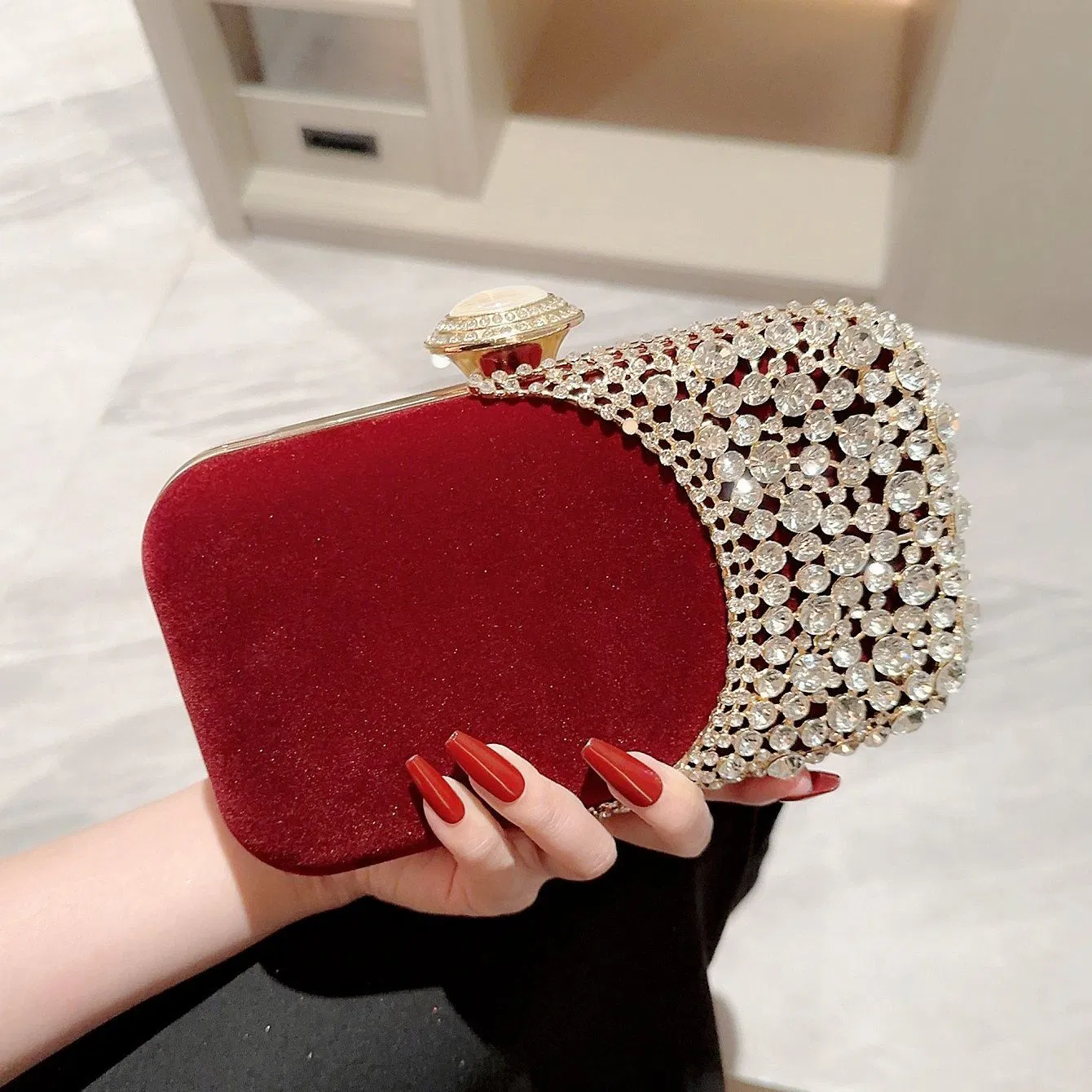 Bolso de fiesta caliente para mujeres, bolso de strass brillante, bolso de novia con purpurina