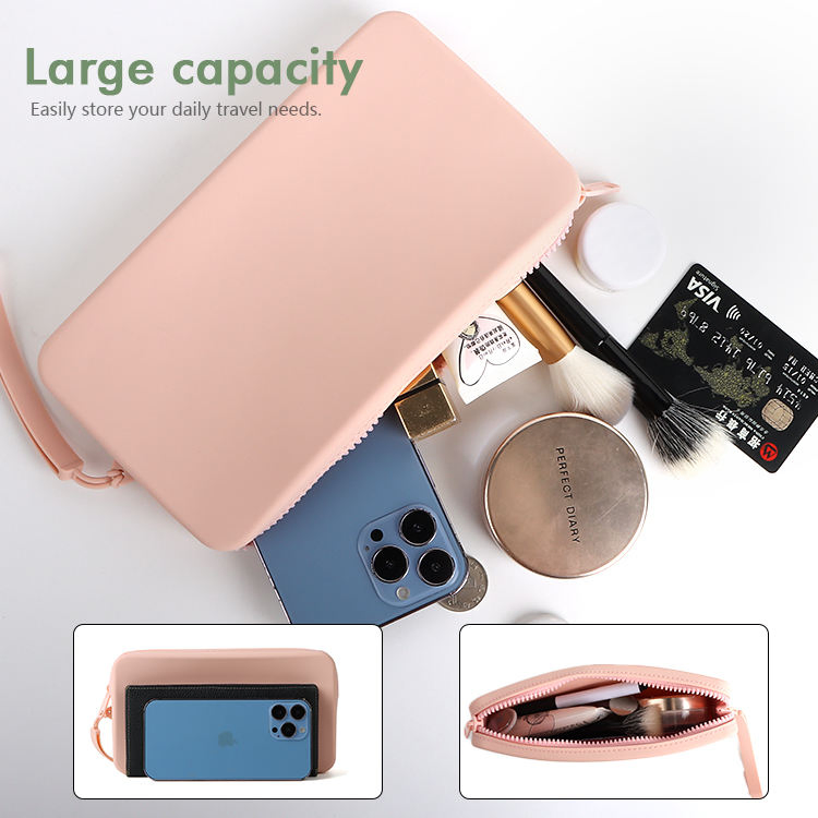 Bolsa de Maquillaje Personalizada Portátil de Silicona Impermeable Neceser de Viaje Bolsa de Maquillaje Multifuncional para Brochas Bolsa Cosmética para Mujeres