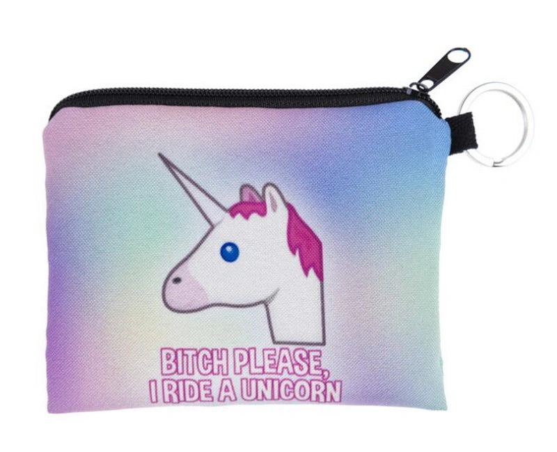 Cartera de PU con impresión digital personalizada de moda para monedas