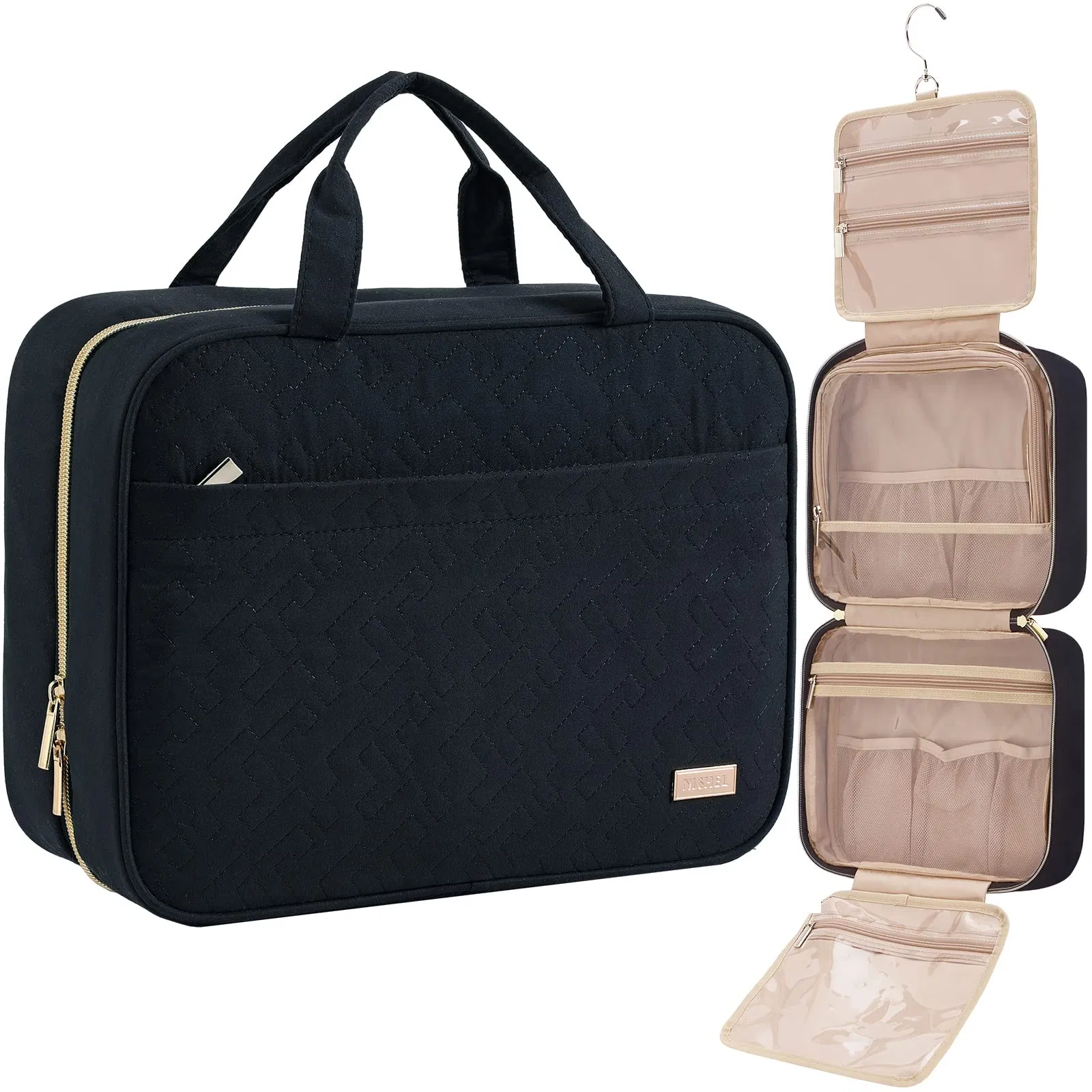 Organizador de belleza colgante impermeable para viajes, bolsa portátil de almacenamiento para baño, maquillaje, artículos de tocador y cosméticos