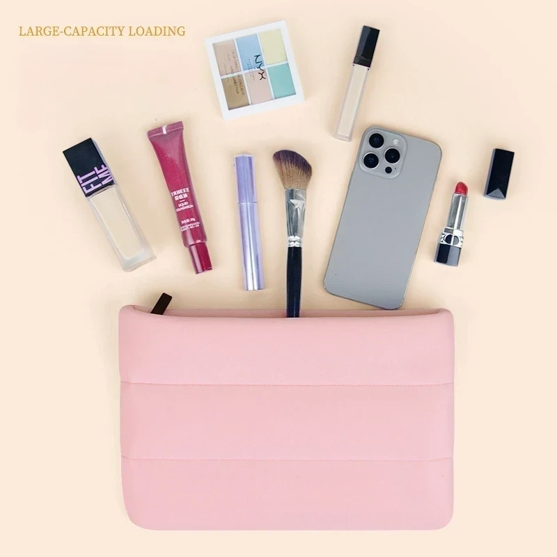 Nueva bolsa de cosméticos de neopreno de gran capacidad, portátil, bolsa de aseo absorbente de impactos para viajes