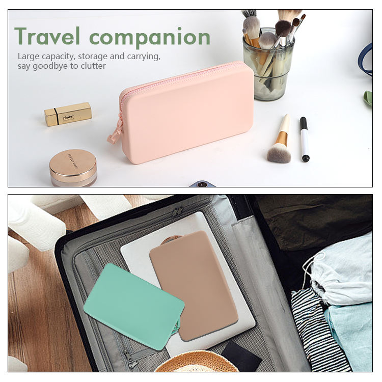 Bolsa de Maquillaje Personalizada Portátil de Silicona Impermeable Neceser de Viaje Bolsa de Maquillaje Multifuncional para Brochas Bolsa Cosmética para Mujeres