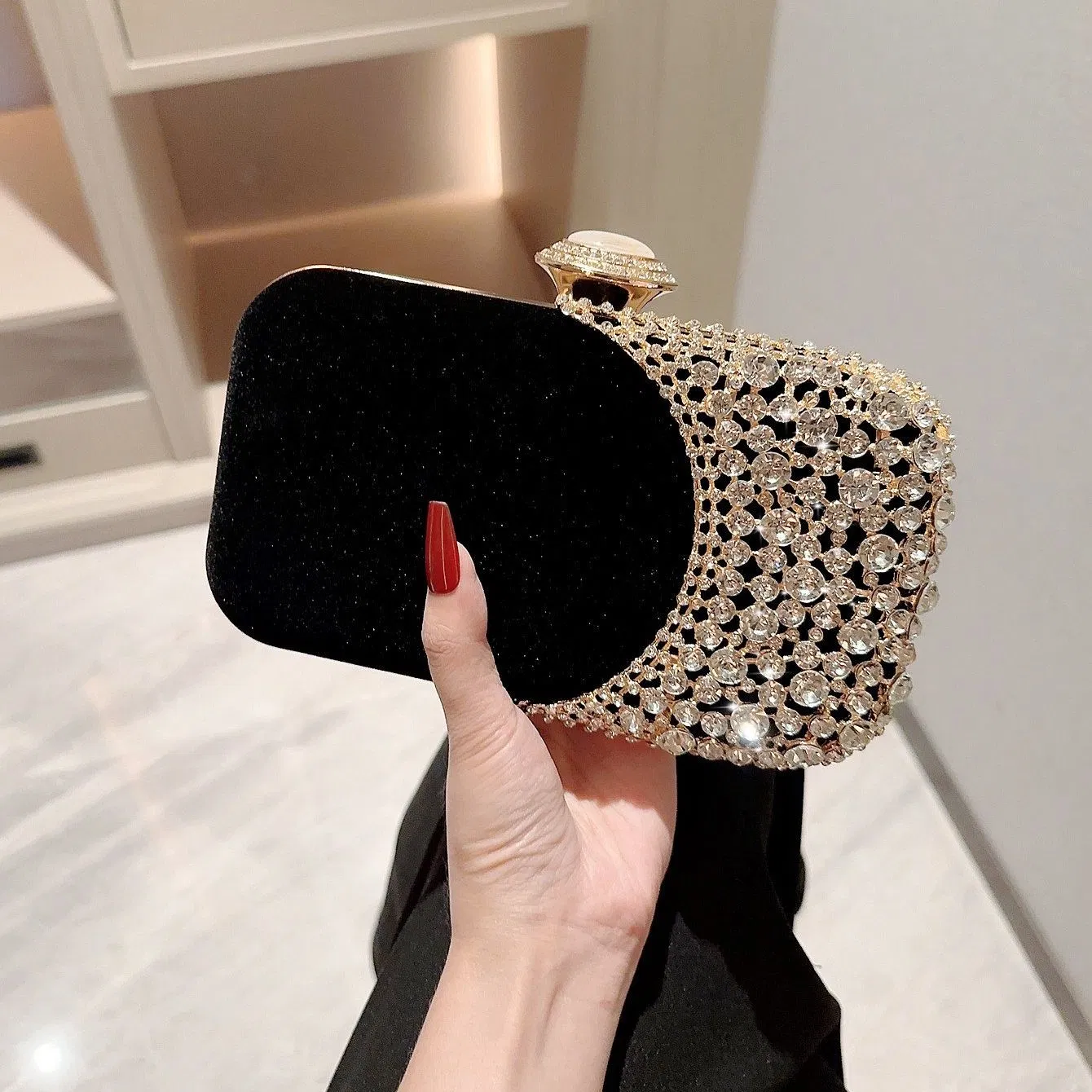 Bolso de fiesta caliente para mujeres, bolso de strass brillante, bolso de novia con purpurina