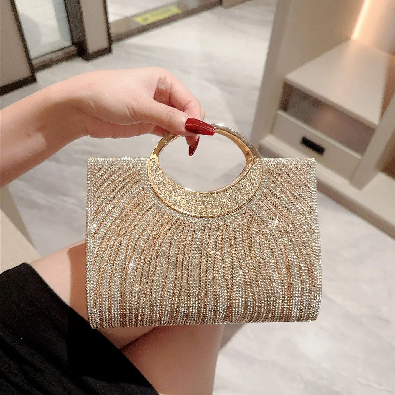 Bolso de Noche de Lujo para Dama con Rhinestones, Bolso de Boda con Diamantes, Bolsos Brillantes para Fiestas, Bolsos de Mujer, Clutches de Cristal